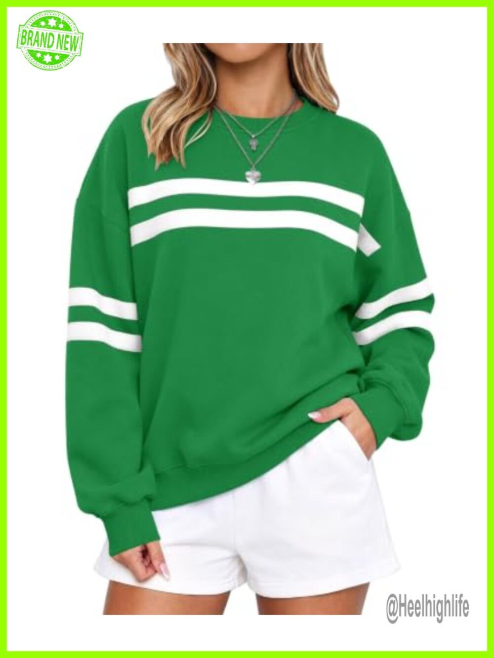 Womens Oversized Striped Fleece Sweatshirt Crewneck Pullover